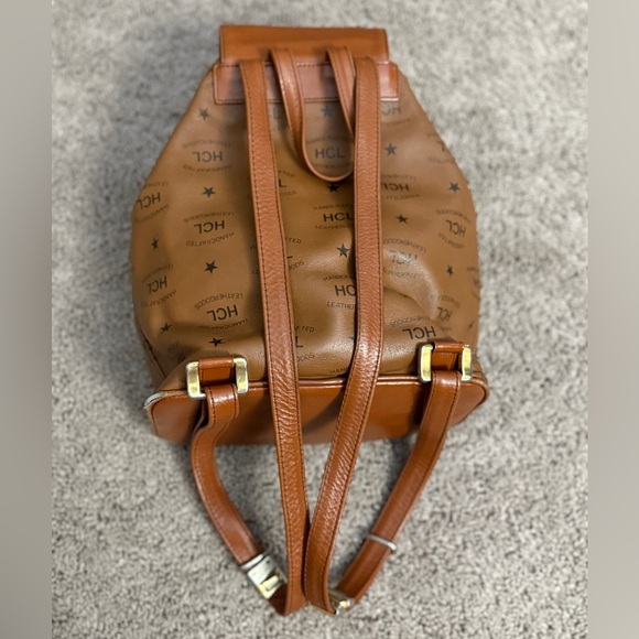 Vintage Made in Germany HCL Backpack Women Small Brown Leather Drawstring Bag main image 14